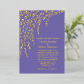 Gold Willows Lavender Wedding Foil Einladung (Stehend vorne)