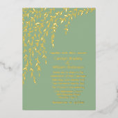 Gold Willows Light Sage Green Wedding Folieneinladung (Vorderseite)