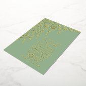 Gold Willows Light Sage Green Wedding Folieneinladung (Gedreht)