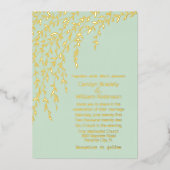 Gold Willows Mint Green Wedding Foil Einladung (Vorderseite)