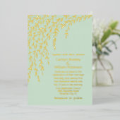 Gold Willows Mint Green Wedding Foil Einladung (Stehend vorne)