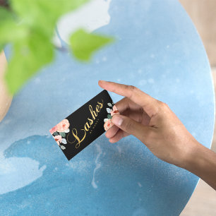 Gold Wimpern Script Typografie Wasserfarbe Floral Visitenkarte