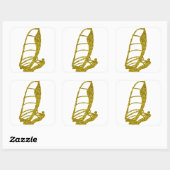 Gold-Windsurfen-Sticker Quadratischer Aufkleber (Blatt)
