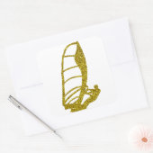 Gold-Windsurfen-Sticker Quadratischer Aufkleber (Umschlag)