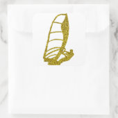 Gold-Windsurfen-Sticker Quadratischer Aufkleber (Tasche)
