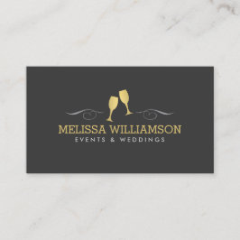 Gold Wine Glasser Event Planner Business Card Visitenkarte