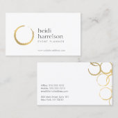 Gold Wine Party Planner Business Card Visitenkarte (Vorne/Hinten)
