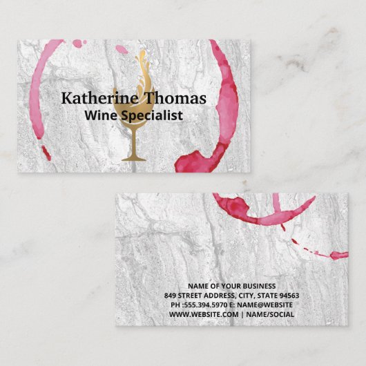 Gold Wine Splash Logo | Weinstein Schieferboden Visitenkarte (Vorne/Hinten)