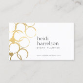 Gold Wine Stains Party Planer Business Card Visitenkarte (Vorderseite)
