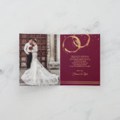 Gold Wine Wedding Foto Vielen Dank Note Card Dankeskarte (Innenseite)