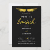 Gold Wings, Black Post Hochzeitsbrunch Save The Date (Vorderseite)