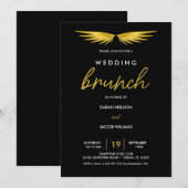 Gold Wings, Black Post Hochzeitsbrunch Save The Date (Vorne/Hinten)