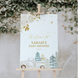 Gold Winter Baby Dusche oder GeburtstagsWillkommen Poster