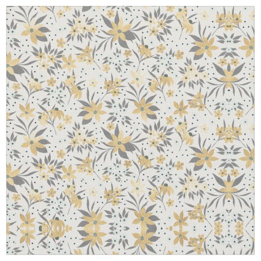 Gold Winter Floral Design Stoff (Nahaufnahme)