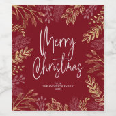 Gold Winter Folies auf dunklen roten Weihnachten Weinetikett (Einzelnes Label)