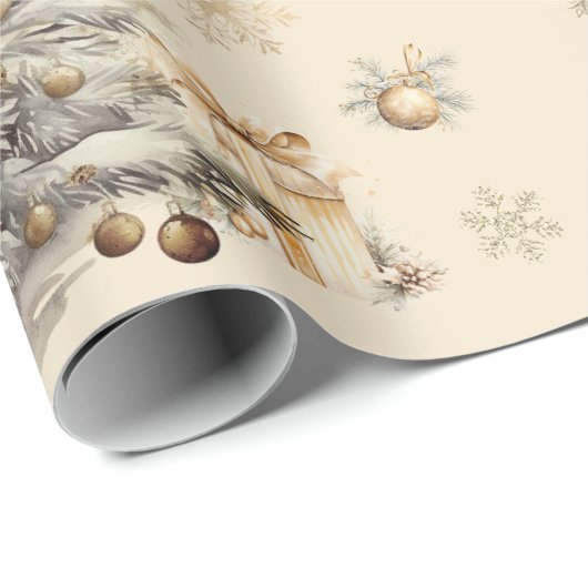 Gold Winter Geschenkpapier (Rolleneckpunkt)
