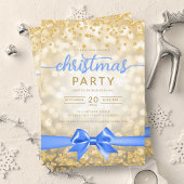 Gold Winter Glam Company Xmas Blue Ribbon Einladung