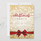 Gold Winter Glam Company Xmas Red Ribbon Einladung (Vorderseite)