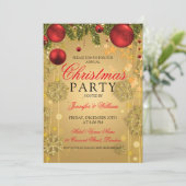 Gold Winter Glam Weihnachtsfeier Einladung (Stehend Vorderseite)