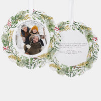 Gold Winter Greenery Frohe Weihnachts Foto Wreath