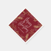 Gold Winter Greenery Red Christmas Serviette (Ecke)