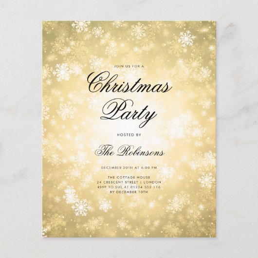 Gold Winter Holiday Einladungsprogramm & Menü (Vorne)