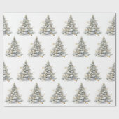 Gold Winter Pine Tree Geschenkpapier (Flach)