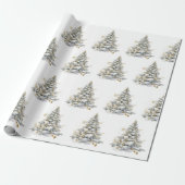 Gold Winter Pine Tree Geschenkpapier (Ungerollt)