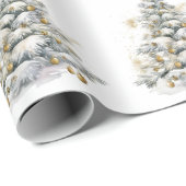 Gold Winter Pine Tree Geschenkpapier (Rolleneckpunkt)