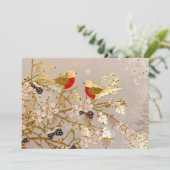 Gold Winter Snow Birds Weihnachten (Stehend Vorderseite)