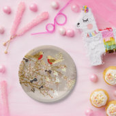 Gold Winter Snow Birds Weihnachten Pappteller (Party)