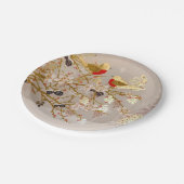 Gold Winter Snow Birds Weihnachten Pappteller (Schrägansicht)