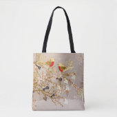 Gold Winter Snow Birds Weihnachten Tasche (Vorderseite)