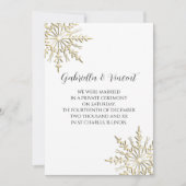 Gold Winter Snowflake Private Ehe / Eloption Einladung (Vorderseite)