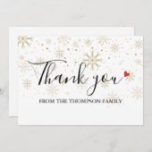 Gold Winter Snowflakes Weihnachtsfeiertag Dankeskarte (Vorne/Hinten)