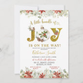 Gold Winter Weihnachtsschmuck Joy Baby Shower Einladung (Vorderseite)