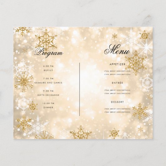 Gold Winter Wonder Holiday Einladungsprogramm & Me Flyer (Hinten)