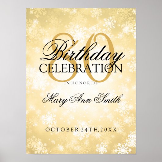 Gold Winter Wonderland 80. Geburtstag Poster (Vorne)