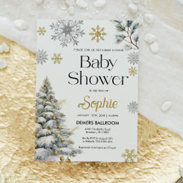 Gold Winter Wonderland Baby Shower Einladung