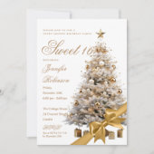 Gold Winter Wonderland Bow Sweet 16 Birthday Party Einladung (Vorderseite)