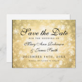 Gold Winter Wonderland Elegant Save the Date Ankündigungspostkarte (Vorne/Hinten)