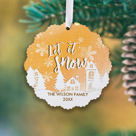 Gold Winter Wonderland Lass es Schnee Urlaub Ornament Karte