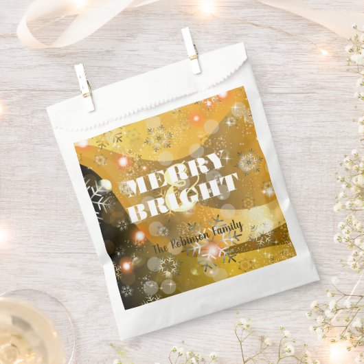 Gold Winter Wonderland Schneeflocken und Lichter W Geschenktütchen (Ausgeschnitten)