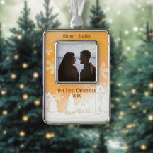 Gold Winter Wonderland Snowy Houses Foto