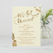 Gold Wir Got Verheiratet mit Botanicals, Elfenbein Einladung (Stehend Vorderseite)
