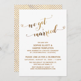 Gold Wir Got Verheiratete Feier nach der Hochzeit Einladung