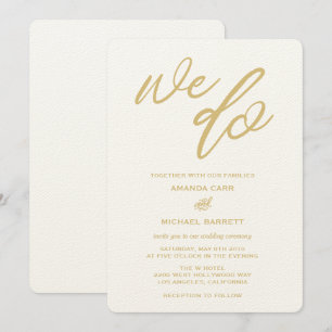 Gold Wir machen Script Beach Hochzeit Einladung