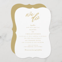 Gold Wir machen Script Beach Wedding Einladung