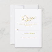 Gold Wir machen Script Wedding RSVP Card (Vorderseite)