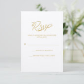 Gold Wir machen Script Wedding RSVP Card (Stehend Vorderseite)
